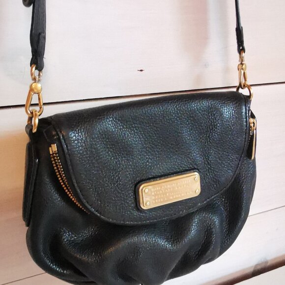 Marc by Marc Jacobs Black Pebbled Leather Top Flap Crossbody Bag Purse - Picture 7 of 12